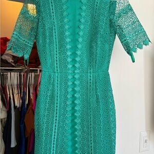 ANTONIO MELANI Teal Lace Long Sleeve Dress